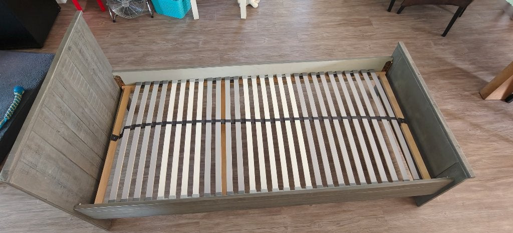 Eenpersoonsbed steigerhout 90 x 200, Huis en Inrichting, Slaapkamer | Bedden, Ophalen, Gebruikt, 90 cm, Eenpersoons