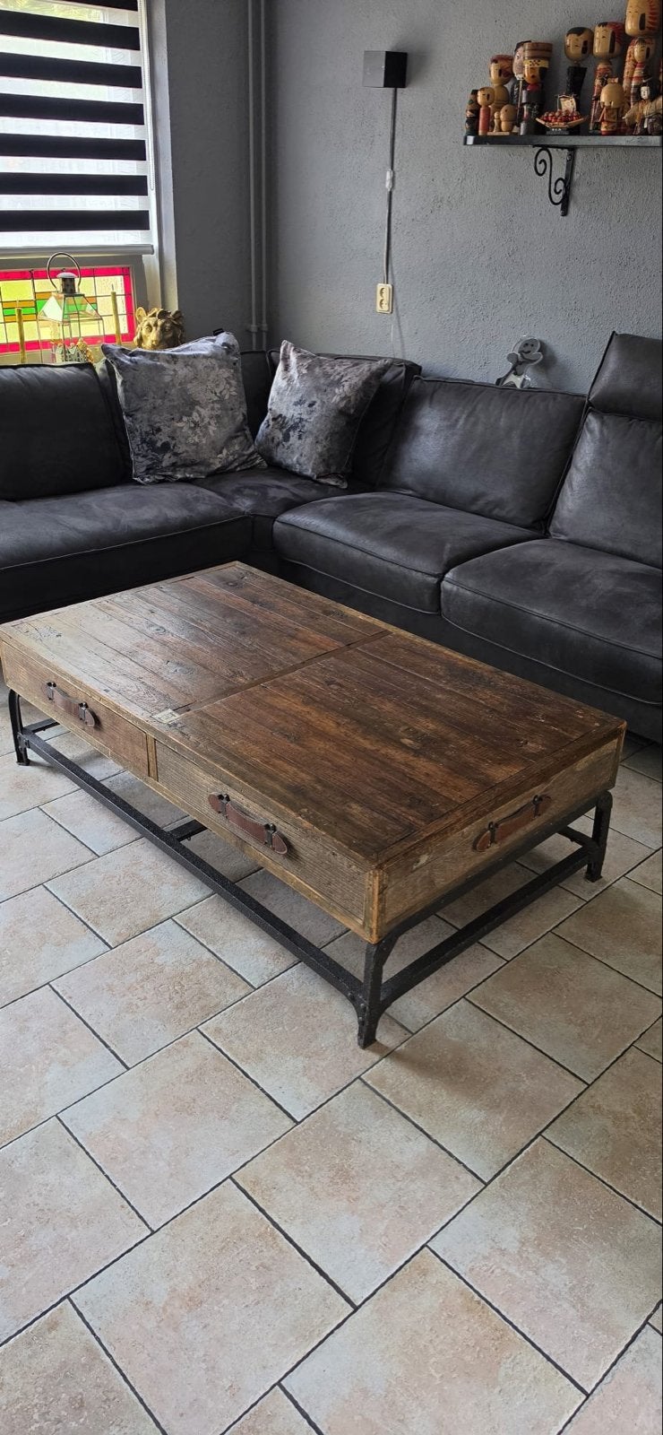 Salontafel Riviera Maison robuust - Hout & Metaal, Ophalen, Gebruikt, 100 tot 150 cm, 50 tot 100 cm