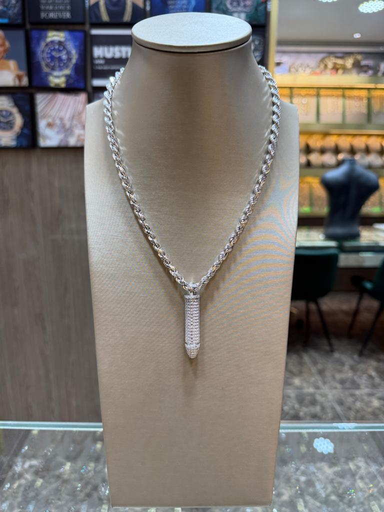 9KT Goud - Hanger - Bullet Pendant - Kogel - Labdiamanten, Ophalen, Nieuw, Goud