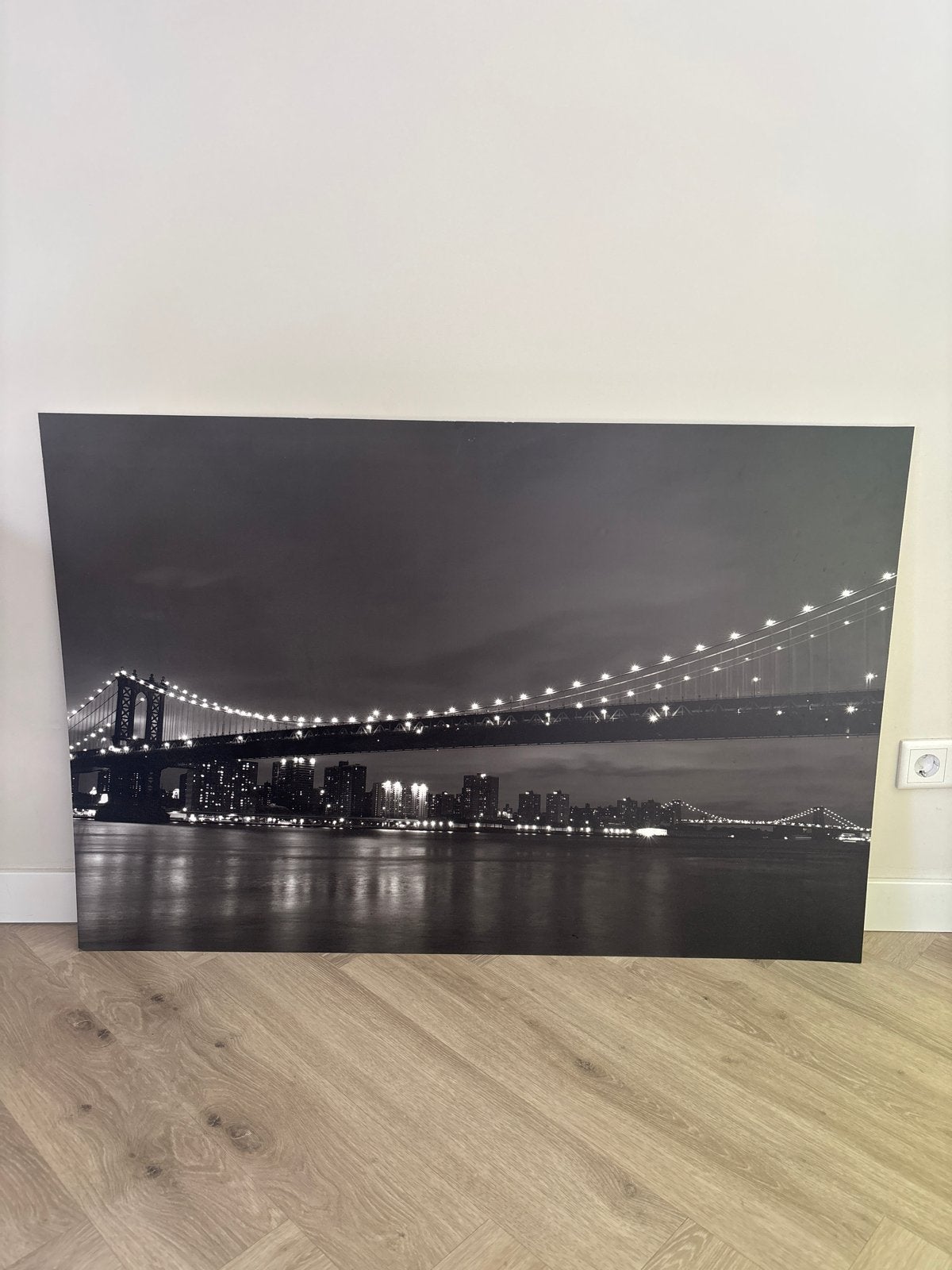Canvas schilderij New York brug zwart-wit, Ophalen, Zo goed als nieuw, Schilderij, 100 tot 125 cm