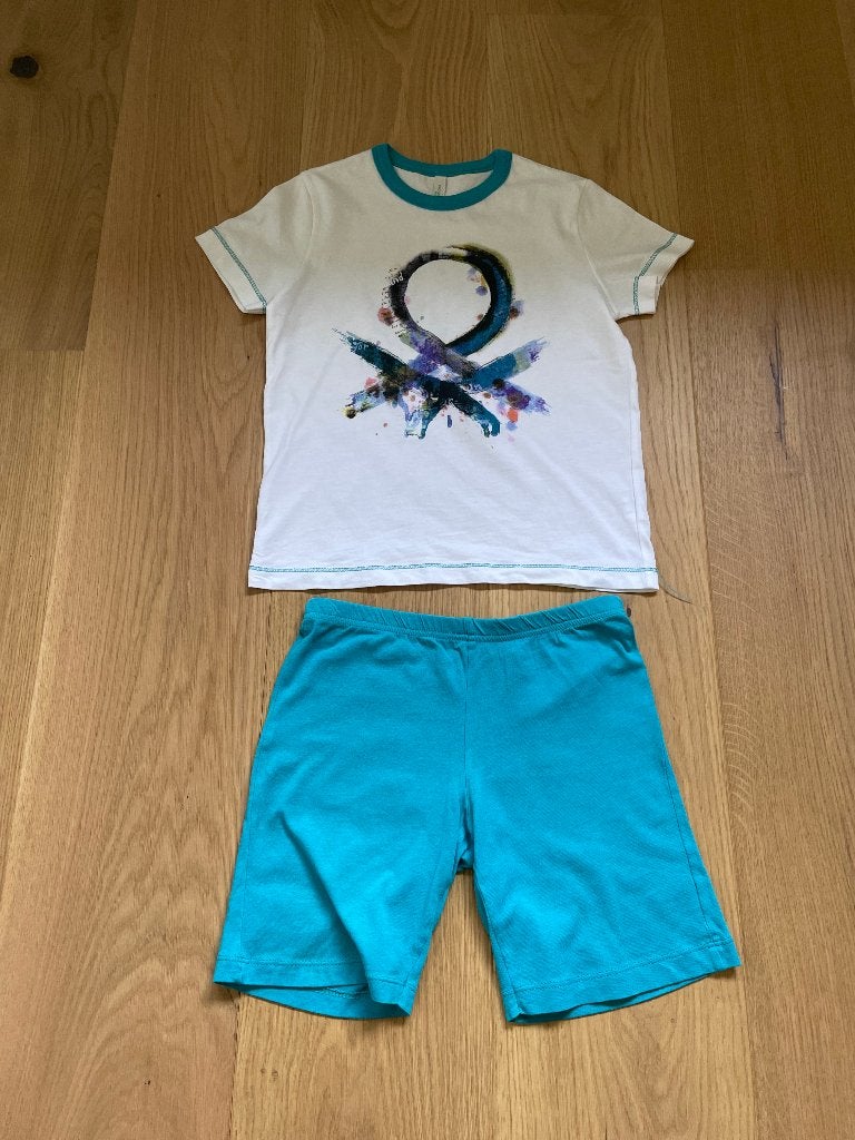 Pyjama zomer maat 110 Benetton shortama, Ophalen, Nacht- of Onderkleding, Jongen of Meisje, Zo goed als nieuw
