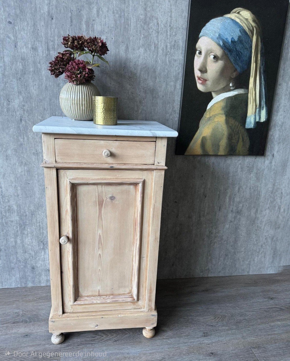 Antiek grenen kastje met marmeren blad, Ophalen