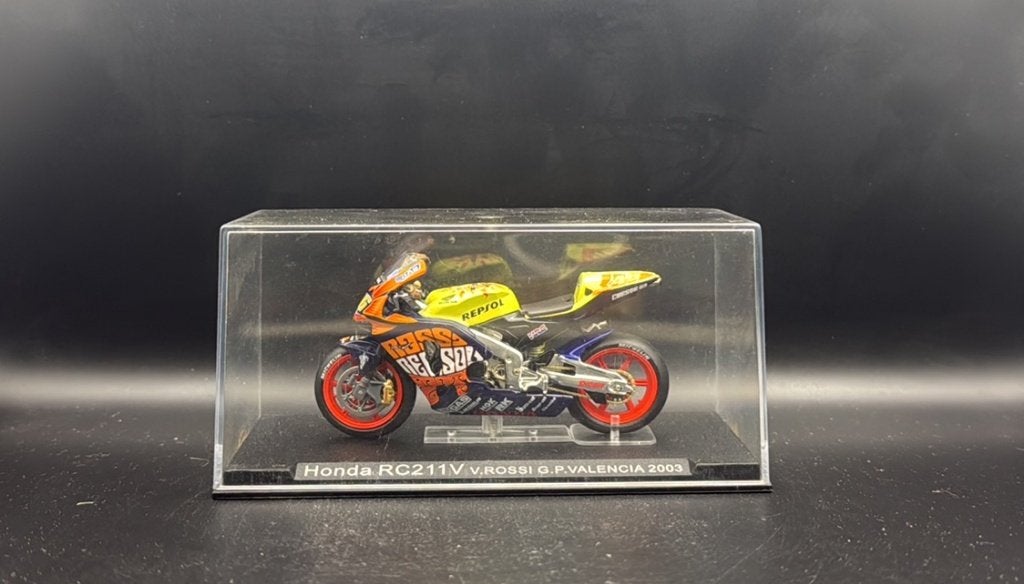 Honda RC211V Valentino Rossi Repsol GP Valencia 2003 1:24, Ophalen of Verzenden, Nieuw, Motor, Overige merken