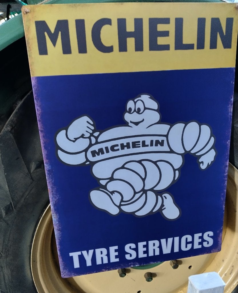 Vintage MICHELIN Tyre Services (70x50cm), Ophalen of Verzenden, Gebruikt, Reclamebord