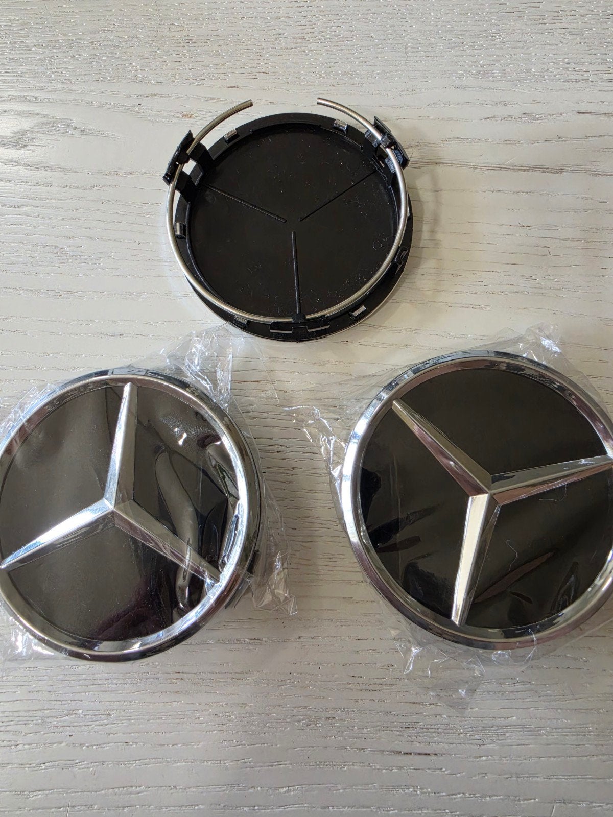 Mercedes-Benz Ster Logo Wielnaafdoppen (Set van 3, Verzenden, Nieuw