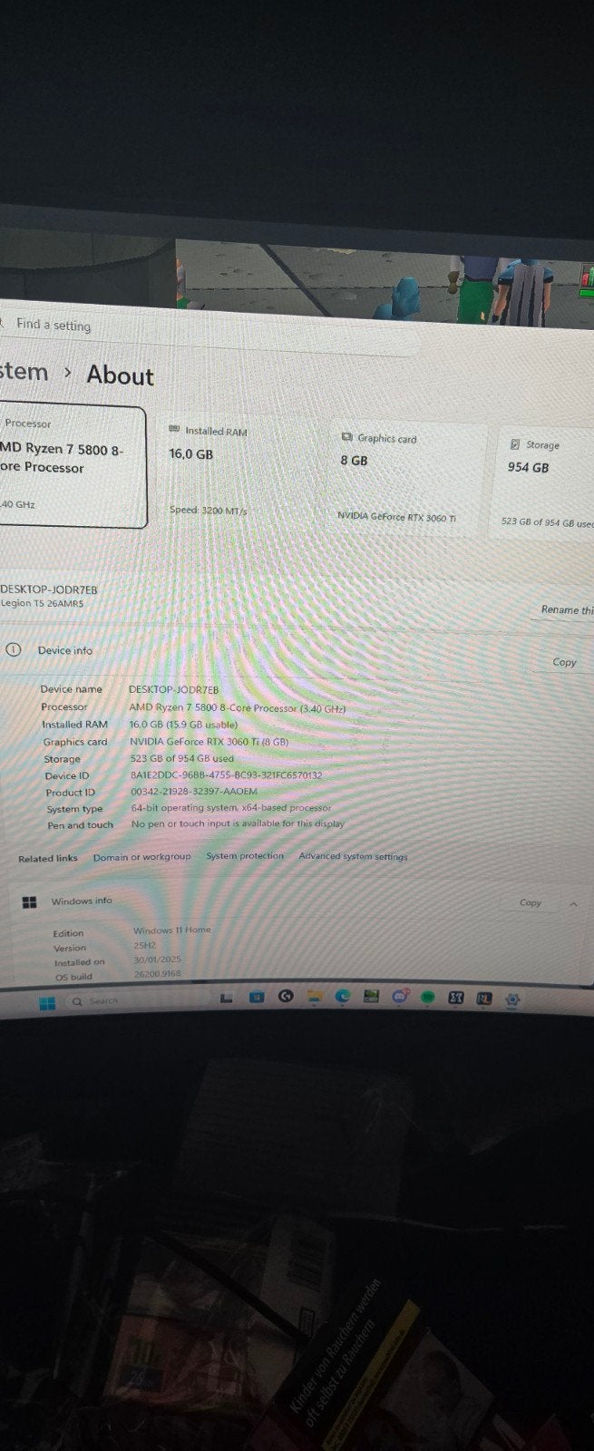 Lenovo Legion T5 Gaming PC - RTX 3060 Ti, Ryzen 7 5800, Virtual Reality, Ophalen of Verzenden, Zo goed als nieuw, 954 GB