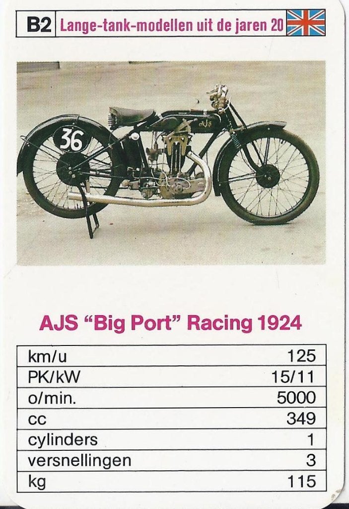 M6 motorkaartje ajs big port racing 1924 ( b2), Ophalen of Verzenden, Zo goed als nieuw, Motoren