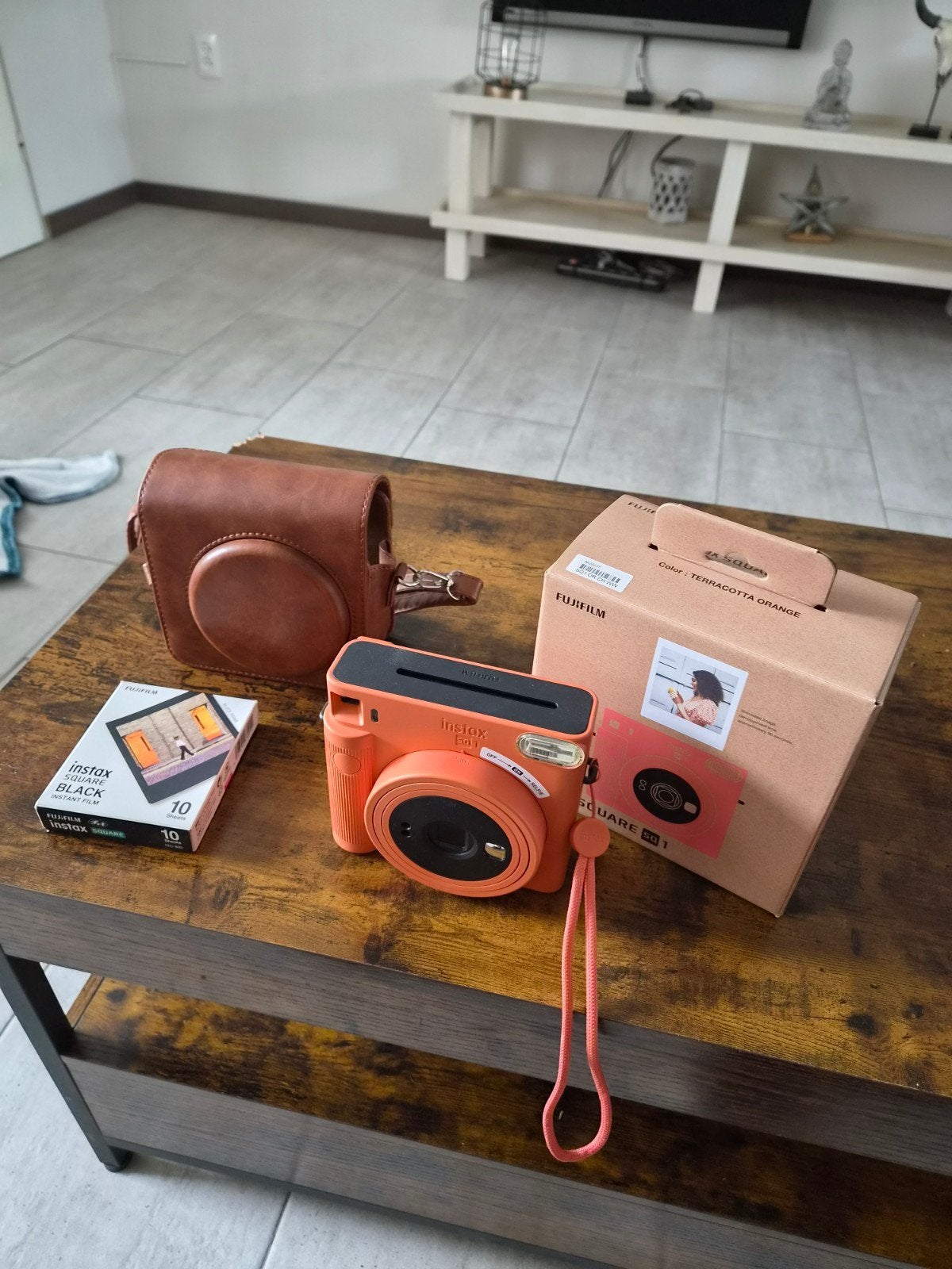 Fujifilm Instax Square SQ1 Terracotta Orange + tas, Ingebouwde flitser, Instant camera, Ophalen of Verzenden, Zo goed als nieuw