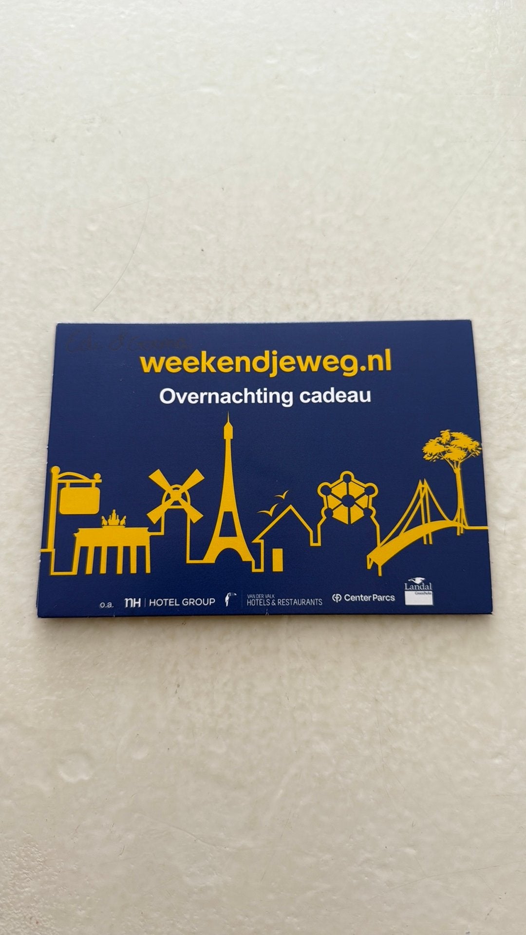 Weekendje weg cadeaubon €50,- voor €45,-, Tickets en Kaartjes, Kortingen en Cadeaubonnen, Twee personen, Cadeaubon