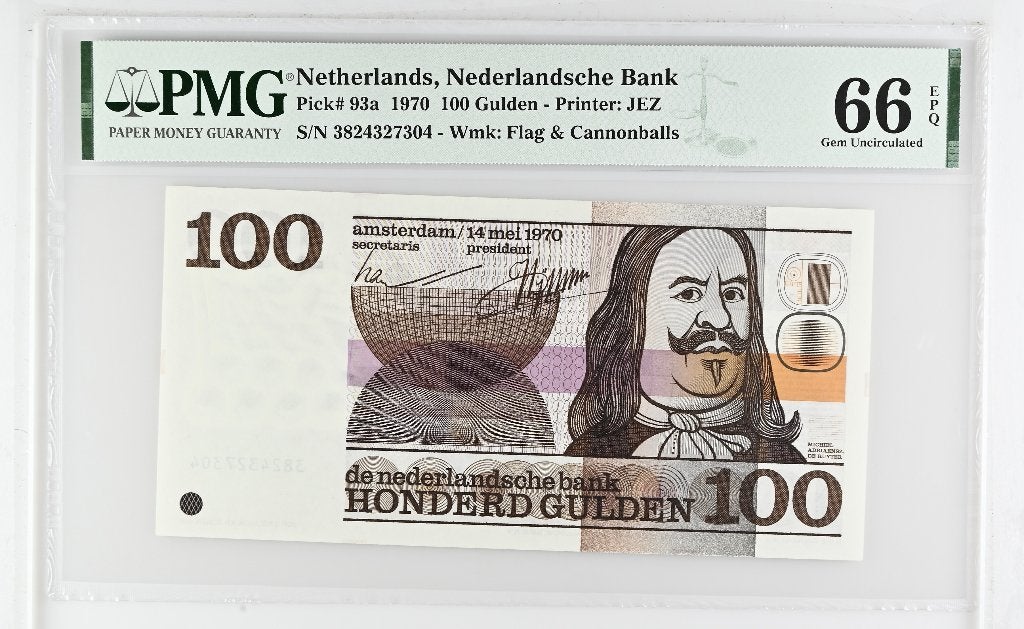 UNC biljet 100 gulden De Ruyter, 1970 | PMG 66 EPQ, Postzegels en Munten, Ophalen of Verzenden, 100 gulden