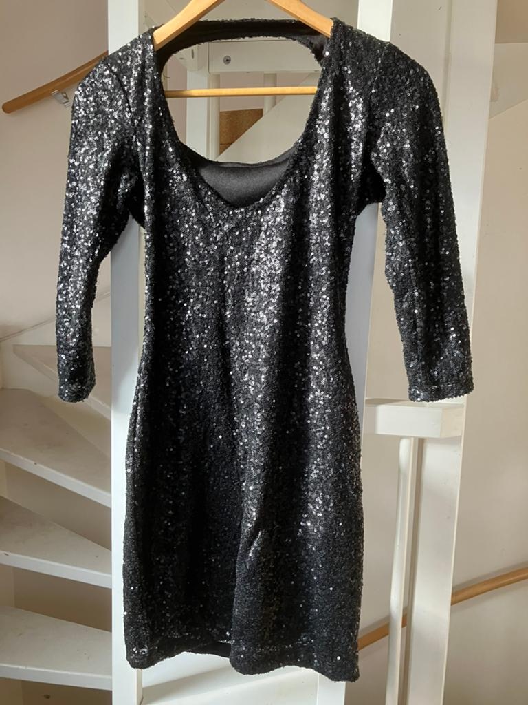 Zwart glitter jurk maat S, Kleding | Dames, Jurken, Zwart, Ophalen of Verzenden, Zo goed als nieuw, Maat 36 (S)