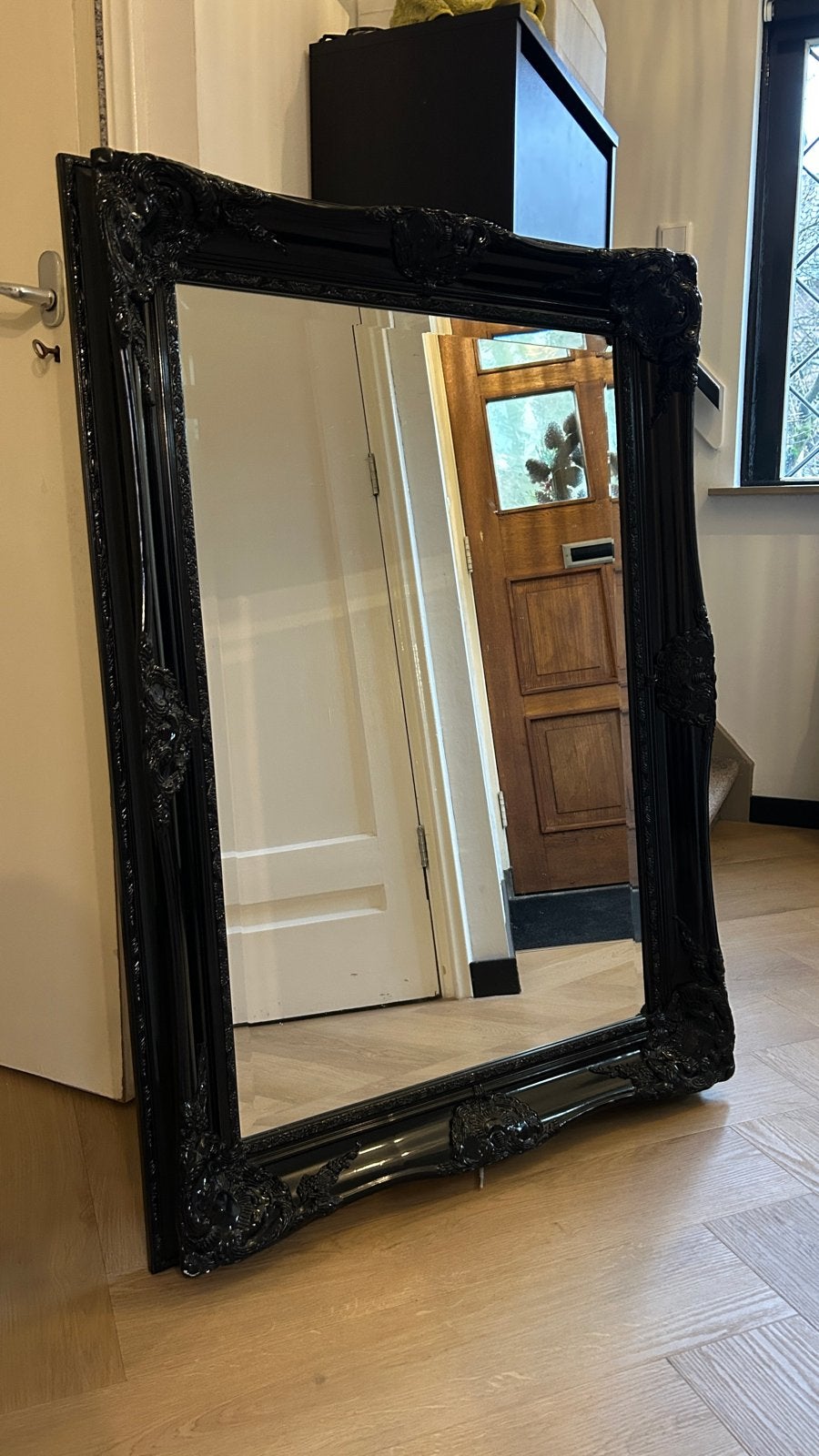 Grote zwarte barok spiegel 80x110cm (zware kwaliteit), Huis en Inrichting, Ophalen, 100 tot 150 cm, Zo goed als nieuw, 75 tot 100 cm