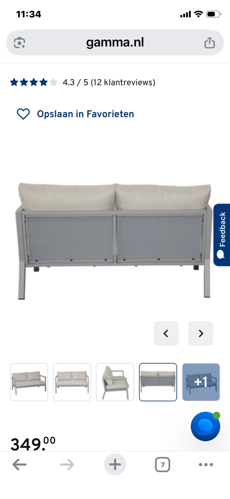 Comfortabele loungeset van Gamma - Zo goed als nieuw, Tuin en Terras, Tuinsets en Loungesets, Aluminium, Zo goed als nieuw, Loungeset