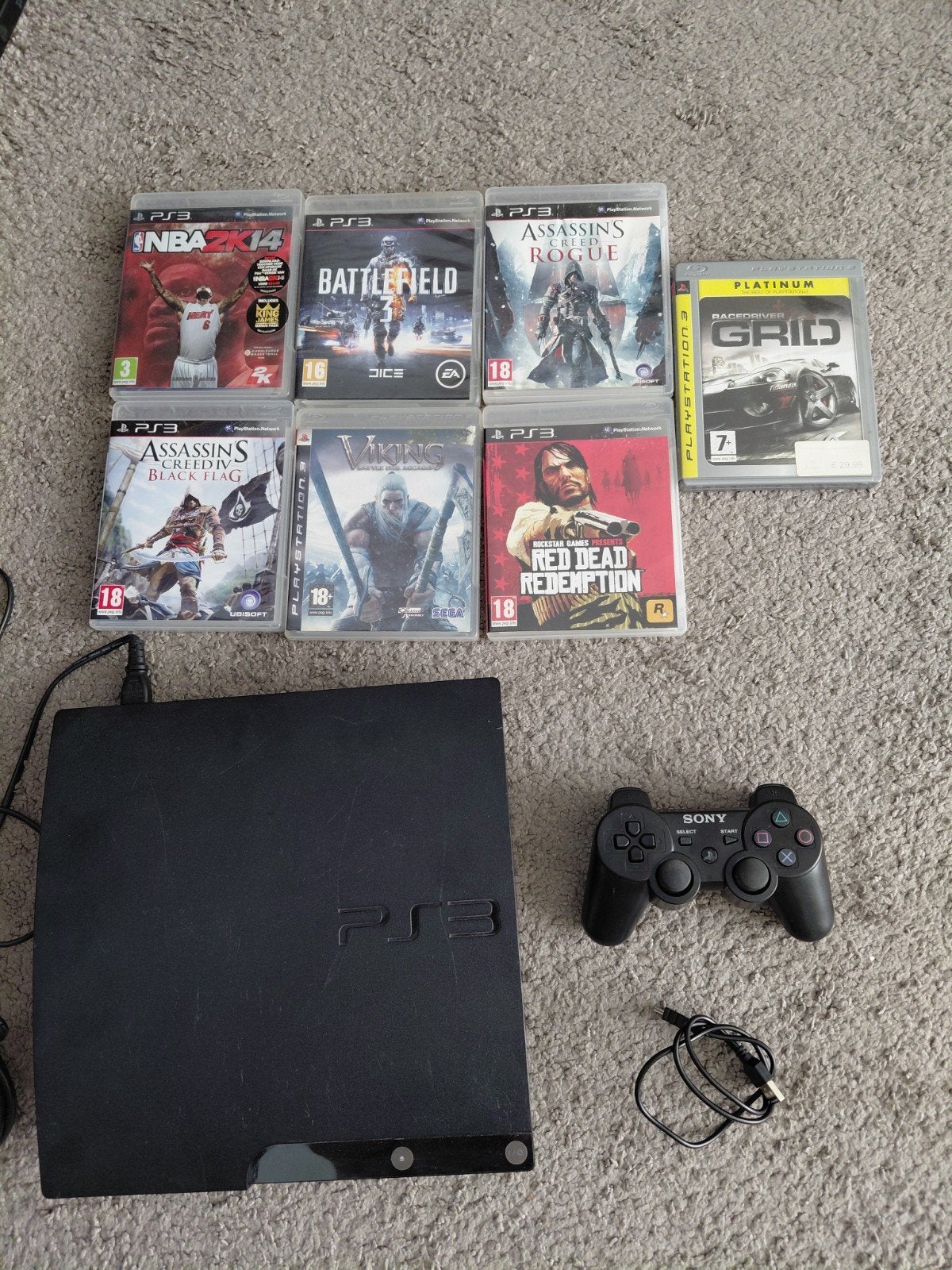 PlayStation 3 Slim met 7 Spellen en Controller, Spelcomputers en Games, Ophalen of Verzenden, 160 GB, Met 1 controller, Slim