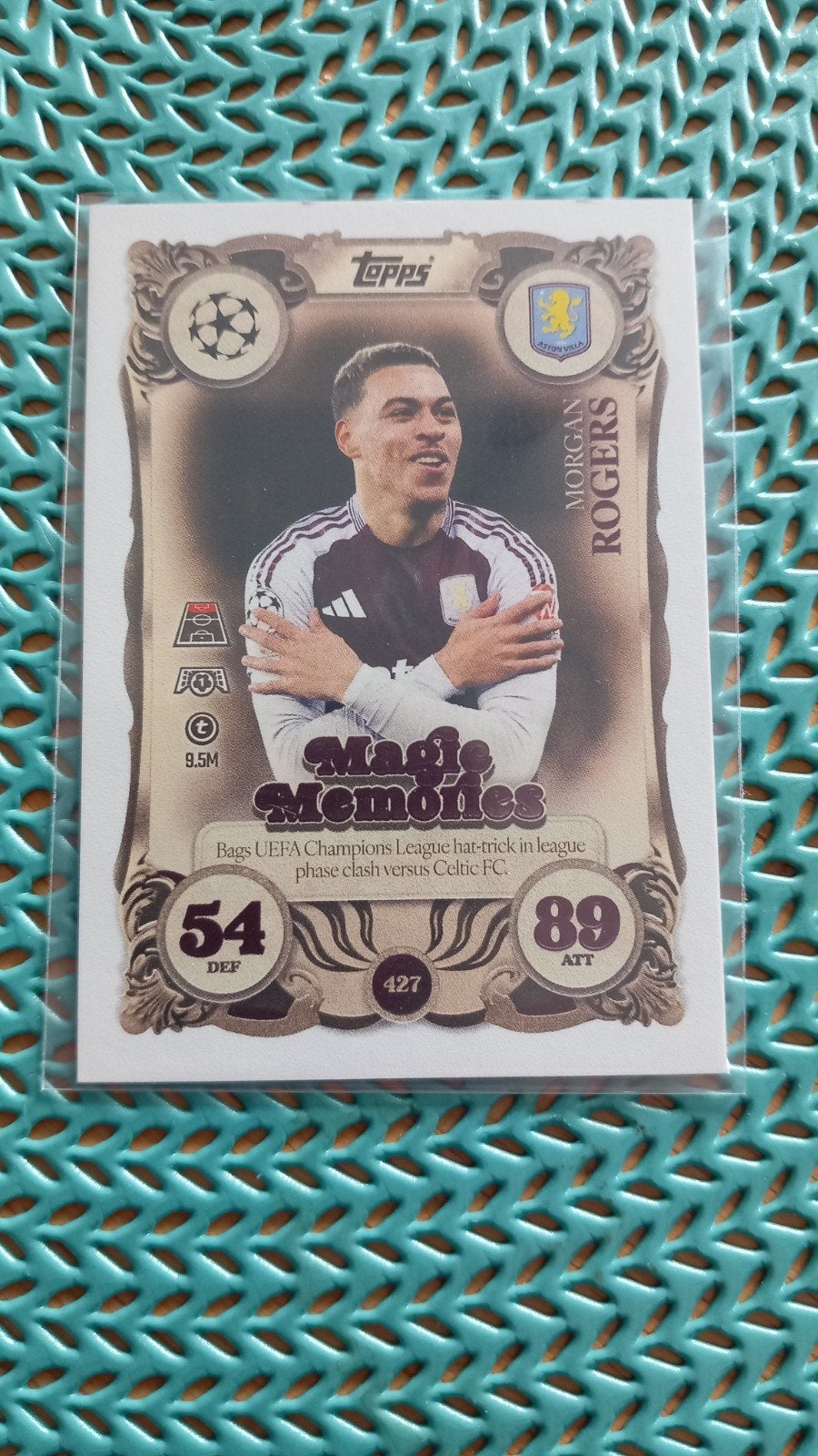Topps Match Attax Morgan Rogers Aston Villa Champions League, Ophalen of Verzenden, Zo goed als nieuw, Buitenlandse clubs, Spelerskaart
