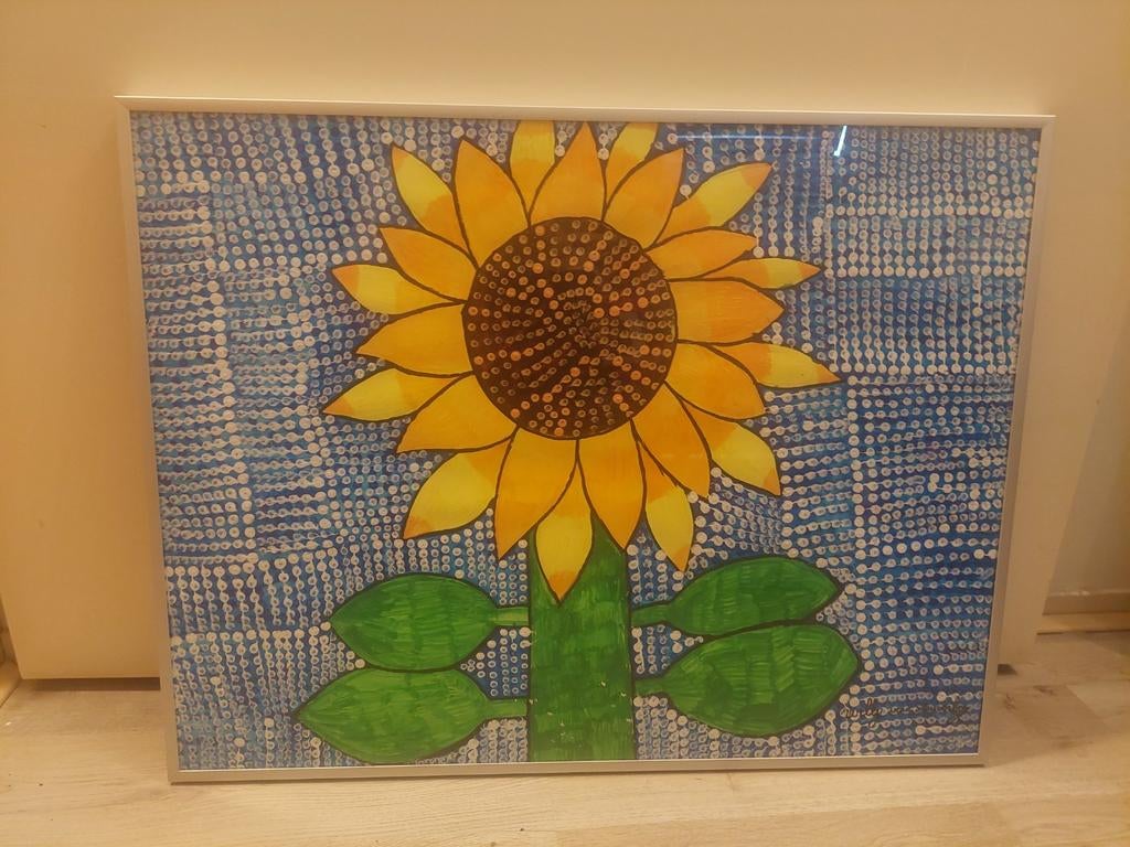 Schilderij zonnebloem, Ophalen