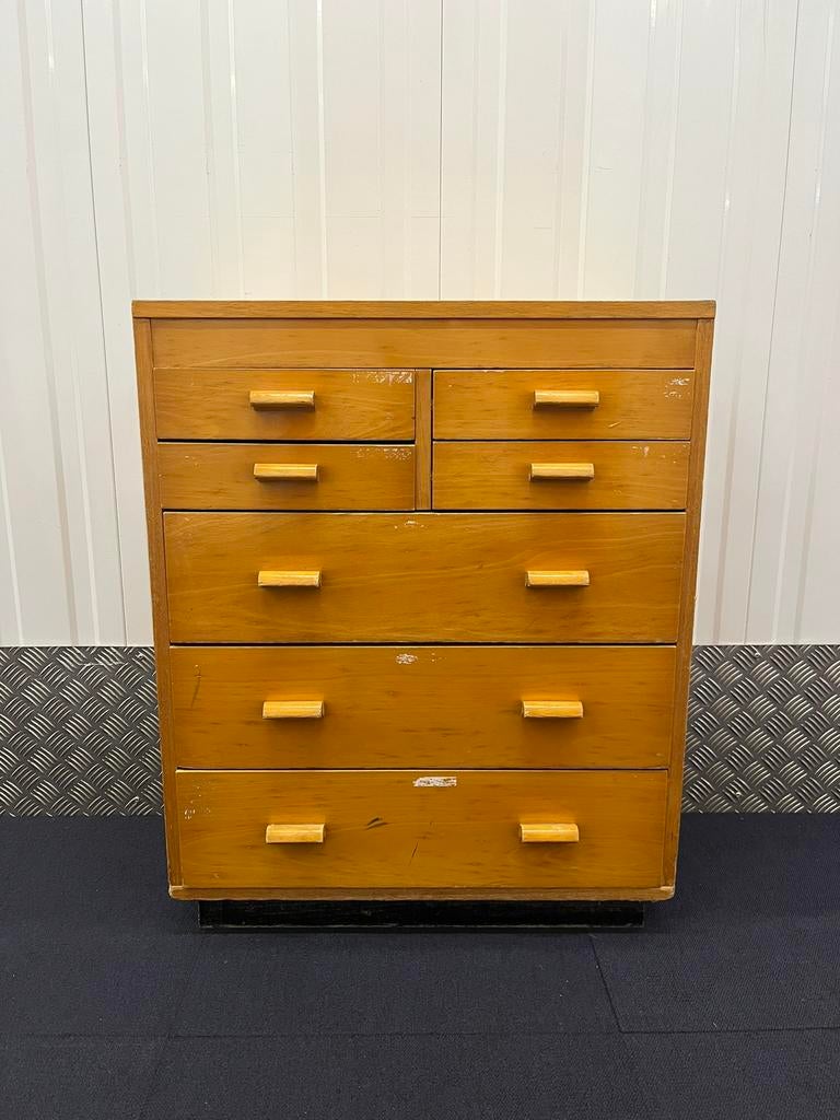 Vintage ladekastje schoolkast kast retro, Ophalen, 50 tot 100 cm, Zo goed als nieuw, 3 of 4 laden