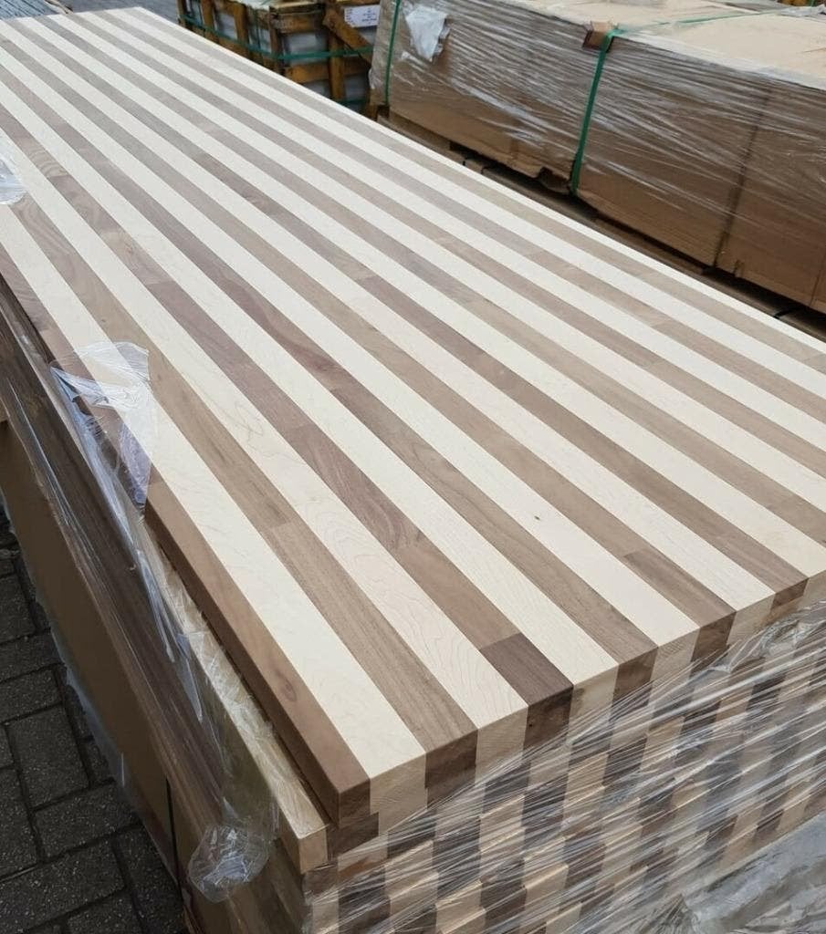 MASSIEF WALNOOT/AHORN WERKBLADEN 80X280 CM 38 MM DIK, Ophalen of Verzenden, Nieuw
