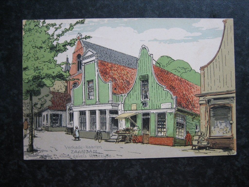 ZAANDAM Oude gevels westzijde VERKADE kaart.1916, Ophalen of Verzenden, Voor 1920, Noord-Holland