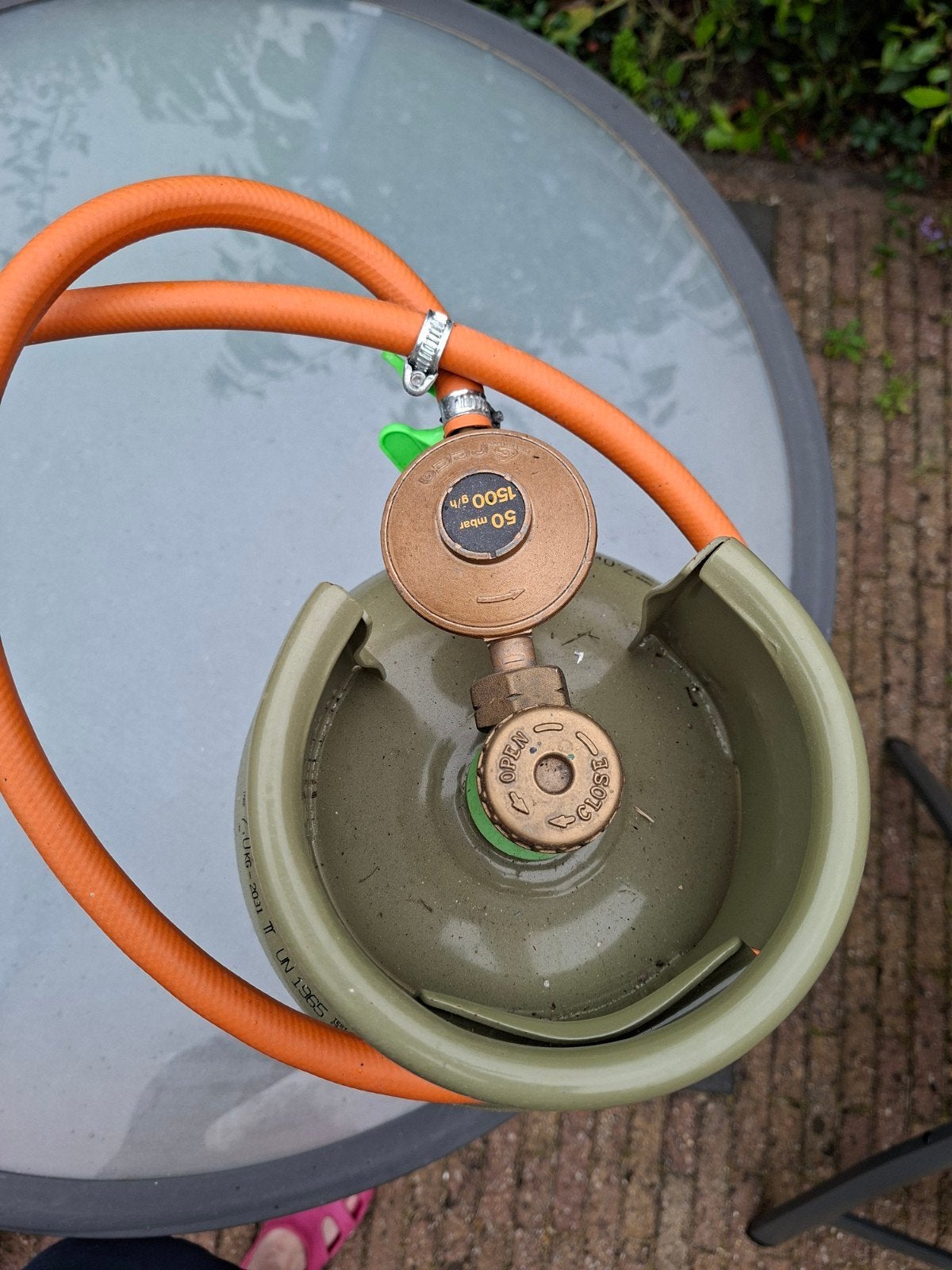 Propaan gasfles met slang en drukregelaar, Ophalen, Gebruikt, Onbekend