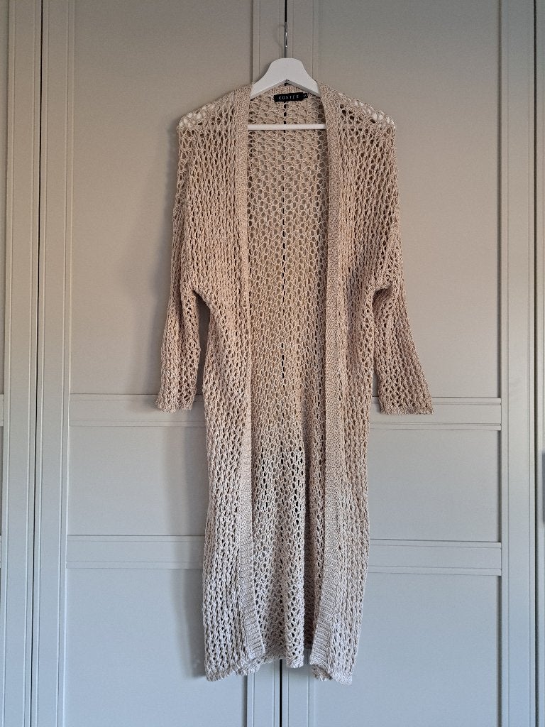 Mooi lang gehaakt vest van Costes in maat S., Beige, Ophalen of Verzenden, Zo goed als nieuw, Costes