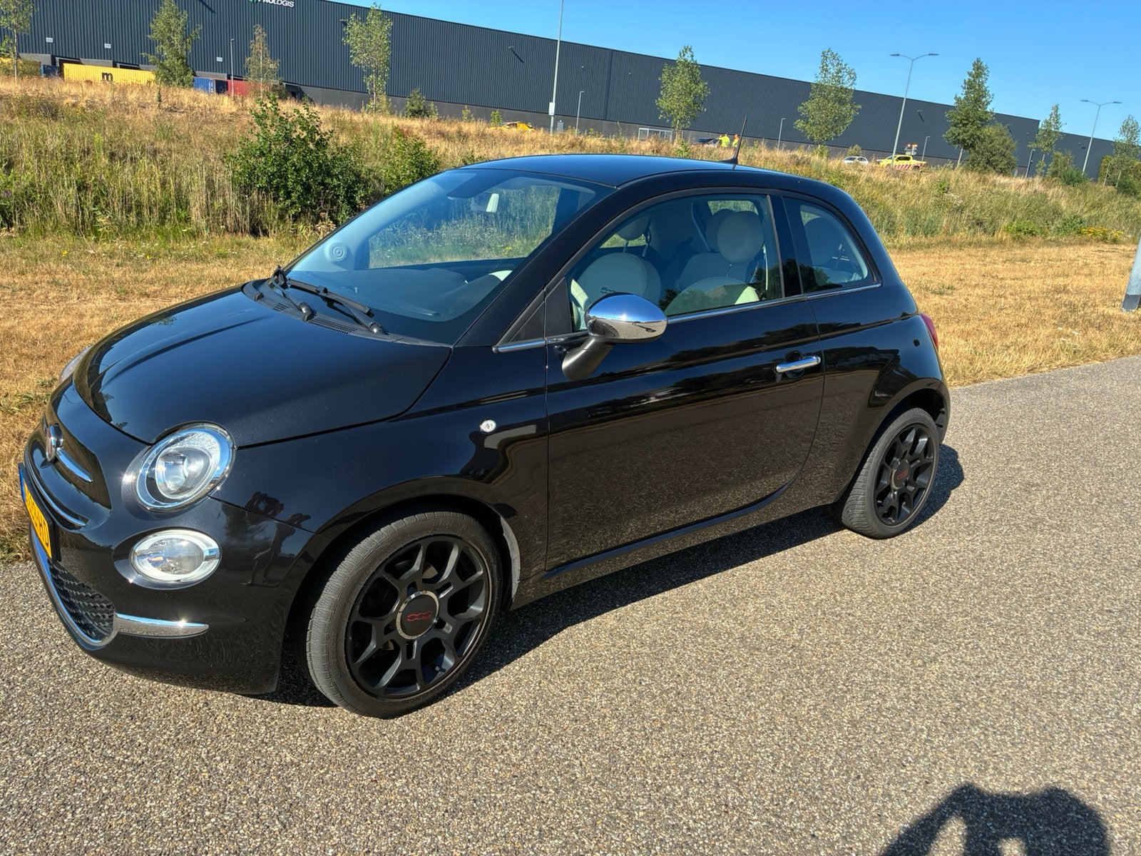 Fiat 500 Twinair Turbo 85pk 2020 Zwart, Auto's, Voorwielaandrijving, 40 €/maand, Leder en Stof, Zwart
