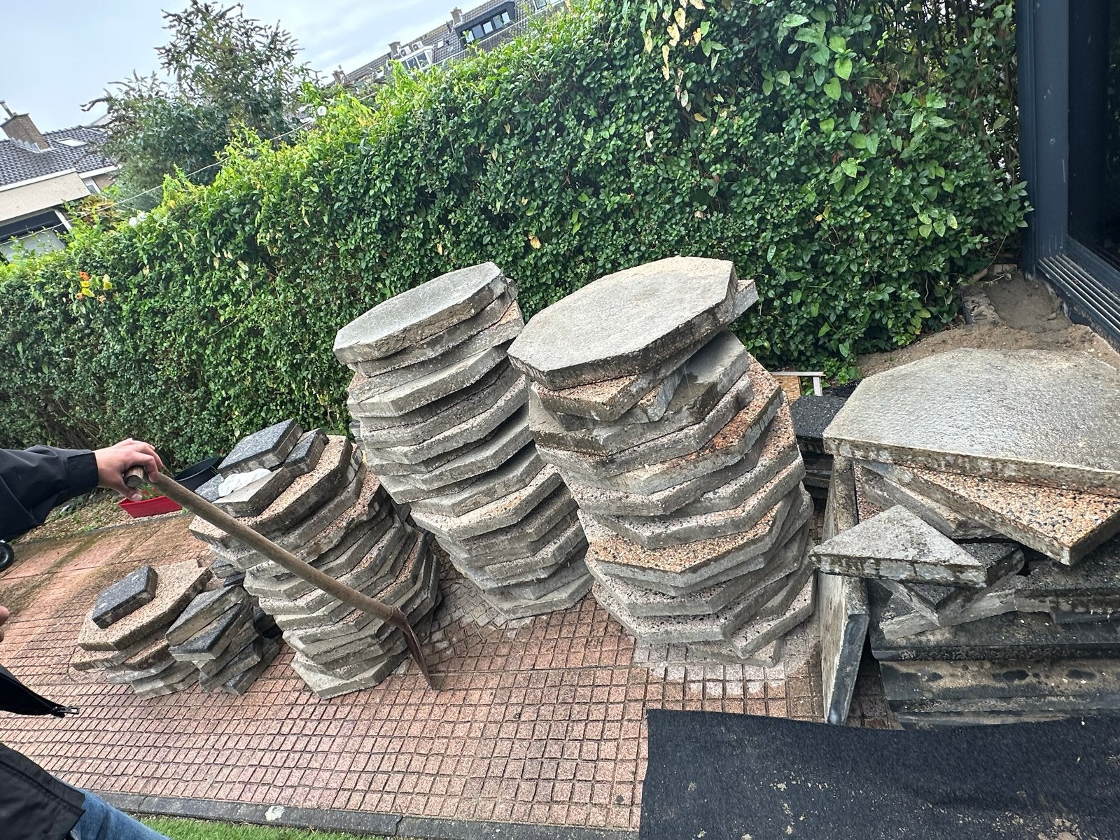 terrastegels, achthoekig, beton tuintegels GRATIS, Tuin en Terras, Ophalen, Gebruikt, 10 m² of meer, Beton