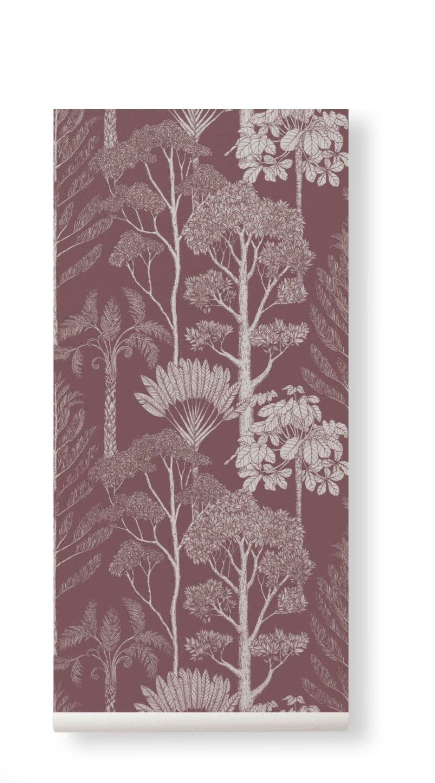 Ferm Living behang - trees - mahonie - 2 rollen, Overige patronen, Natuurlijk, Vliesbehang, 10 tot 25 m²