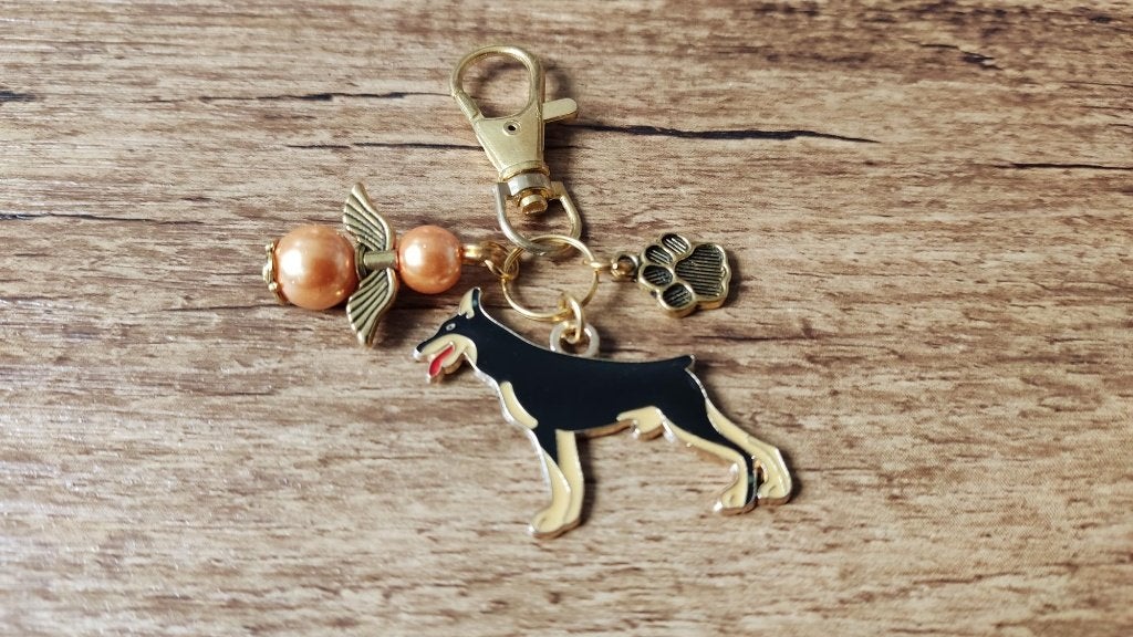 (Sleutel/Tas) Hanger Dobermann emaille gold Bagcharm, Verzenden, Nieuw, Hanger