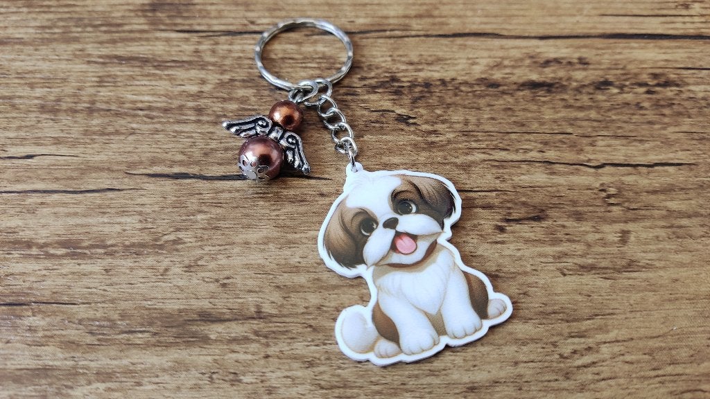 Sleutelhanger Tashanger Shih tzu Maltezer met geluksengeltje, Verzamelen, Verzenden, Nieuw, Dier of Natuur