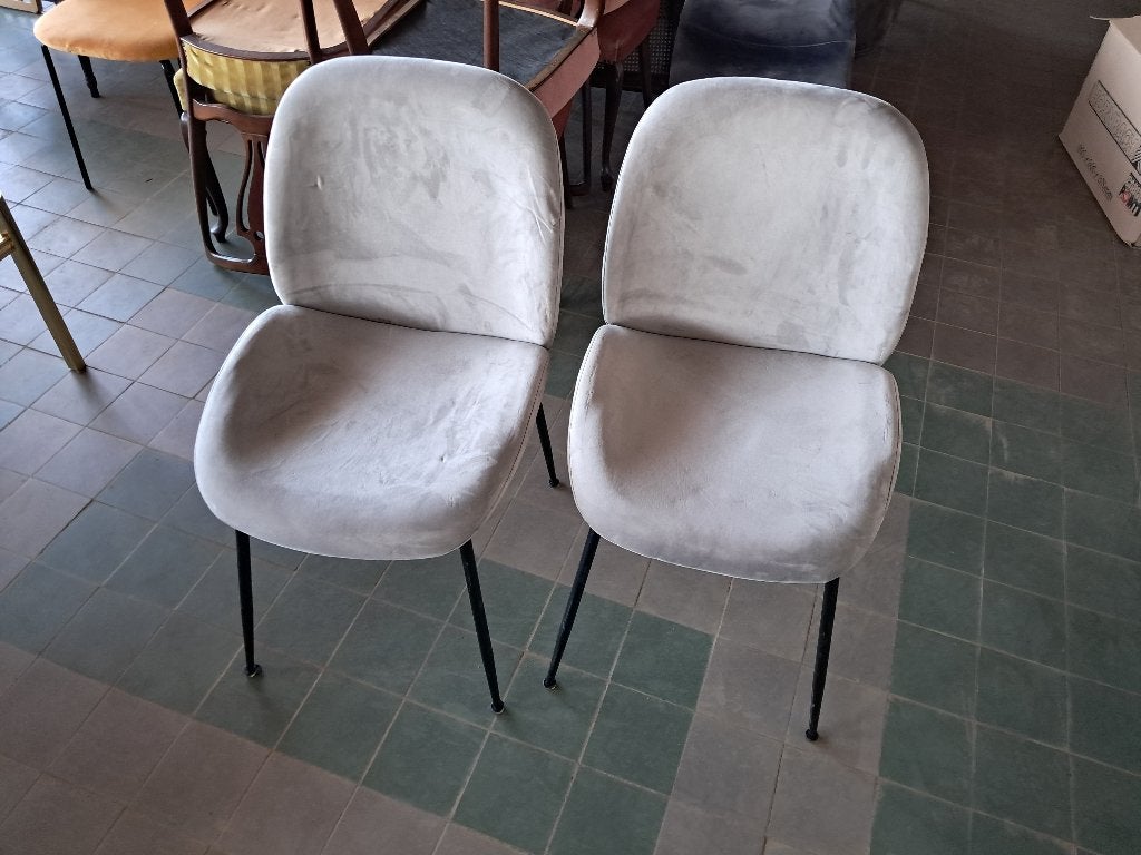 Set van 2 eetkamerstoelen fluweel grijs metaal  CS27066