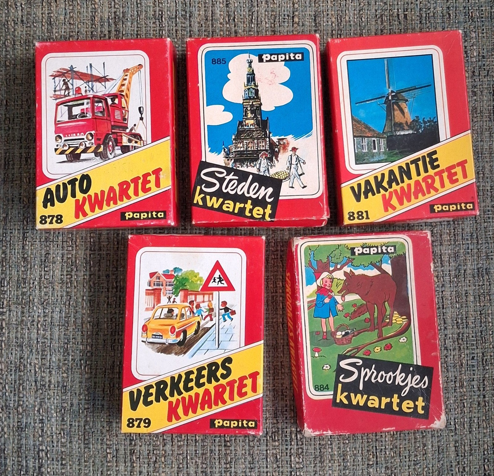 Vintage (1965)  kwartet spellen 5x Compleet!, Verzamelen, Ophalen of Verzenden, Kwartet(ten)