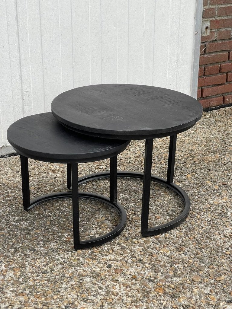Nieuwe salontafelset mango 2 Delig goud richmond look nieuw, Minder dan 55 cm, Rond, Nieuw, Ophalen of Verzenden
