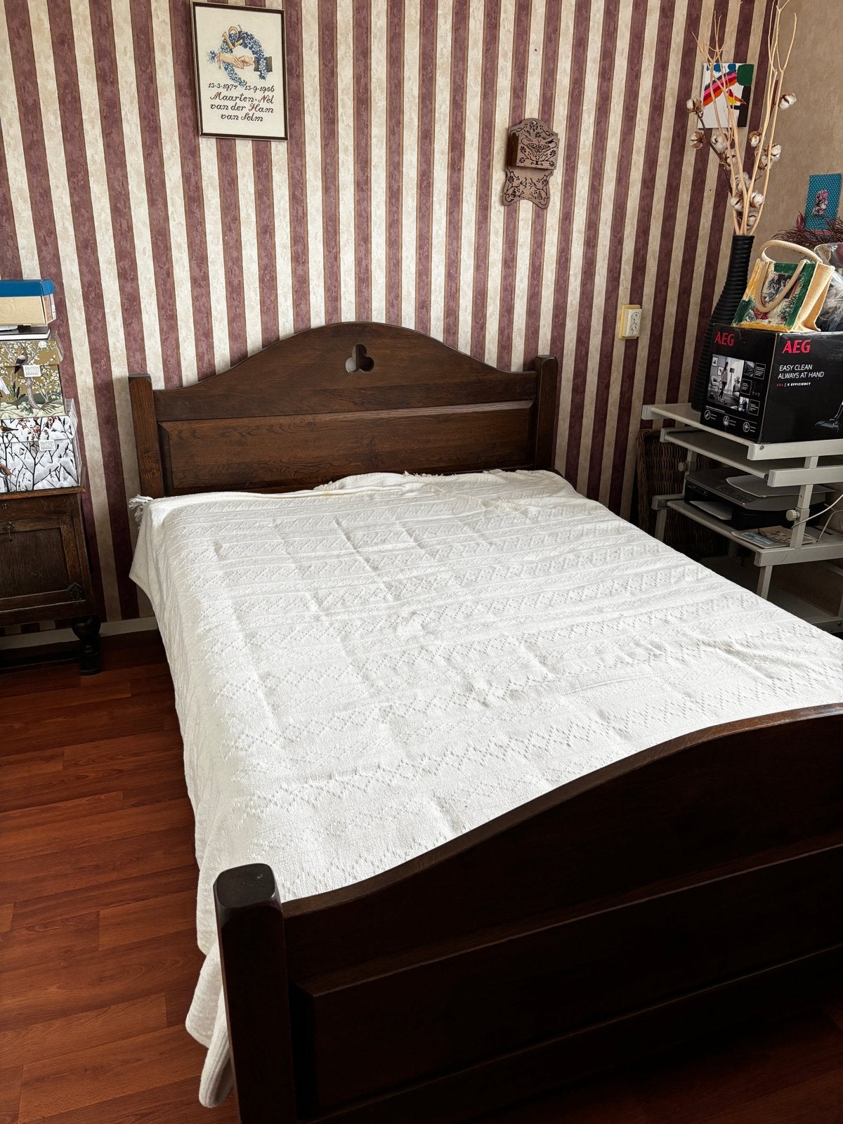Tweepersoonsbed 140x200 met matras (bodem matig), Ophalen, Gebruikt, Tweepersoons, 140 cm