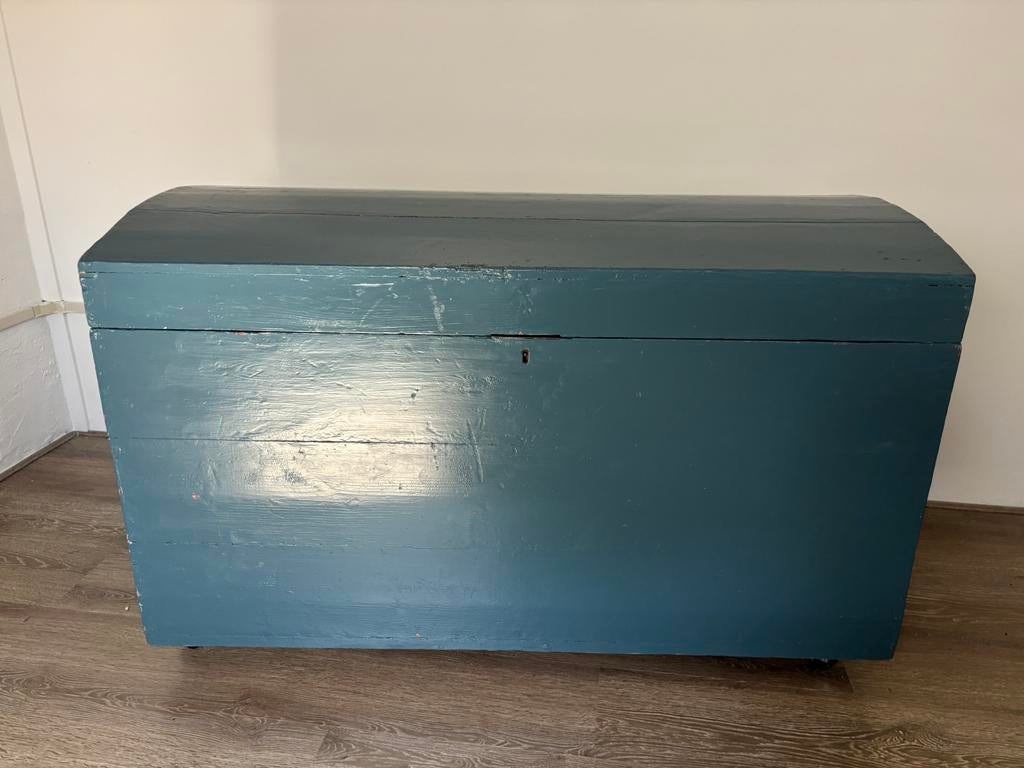 Antieke deken kist blauw, Ophalen, Zo goed als nieuw, 100 tot 150 cm, 50 tot 75 cm