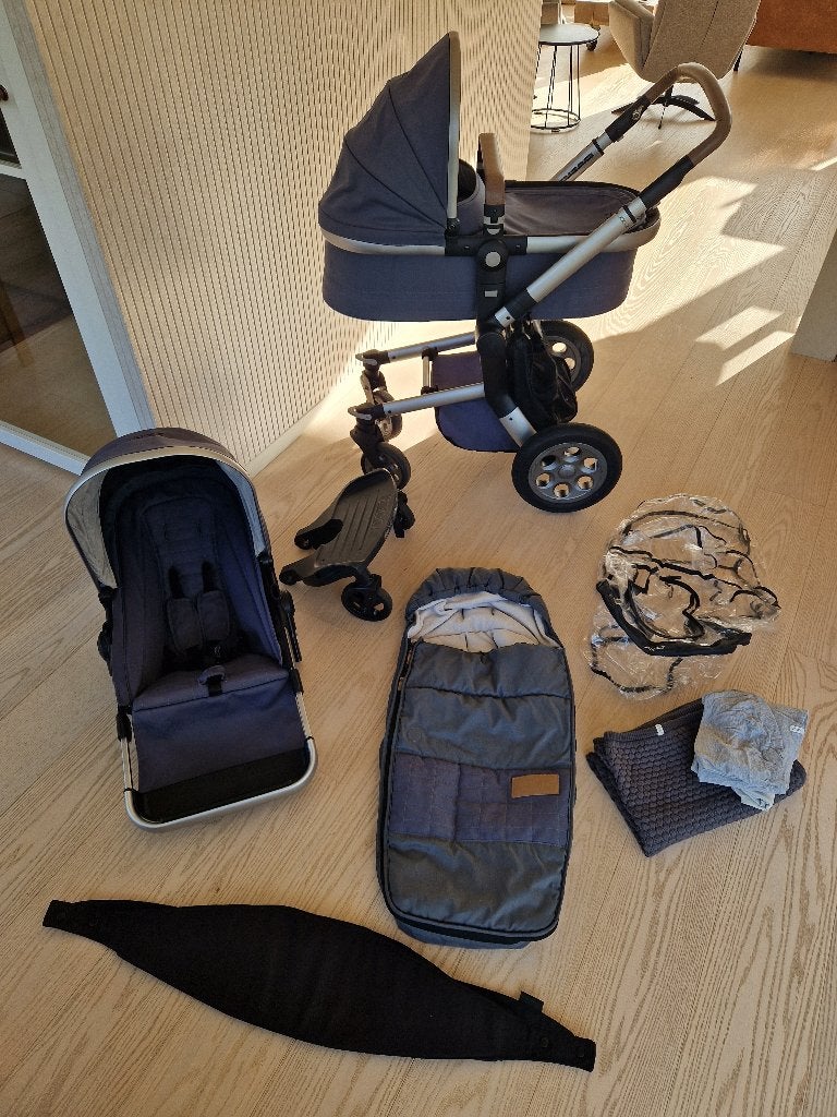 Zeer complete en nette Joolz Day Quadro Blue (blauwgrijs), Gebruikt, Luchtbanden, Combiwagen, Ophalen
