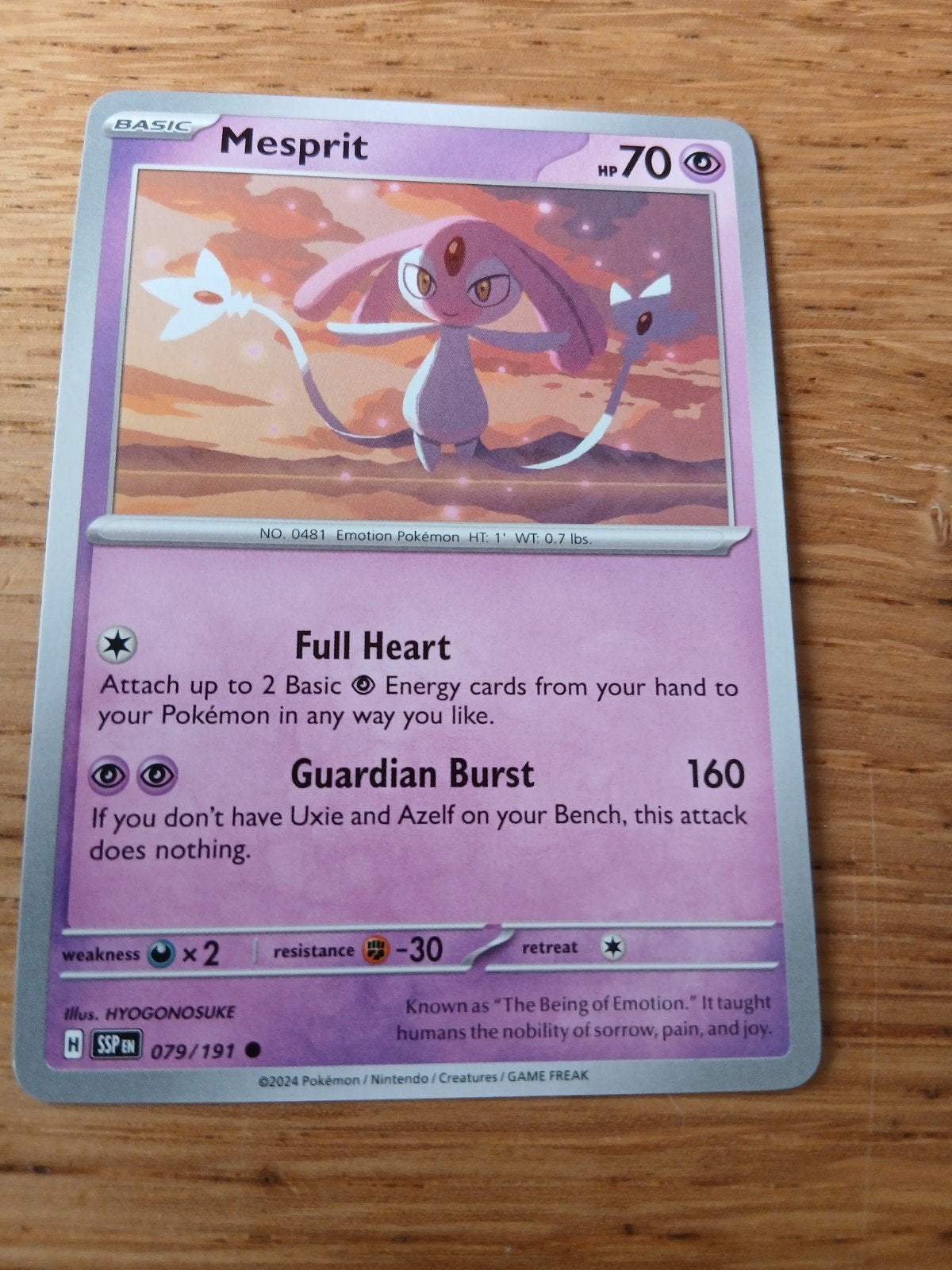 Pokémon Kaart Mesprit 079/191 SSP EN, Ophalen of Verzenden, Zo goed als nieuw, Losse kaart