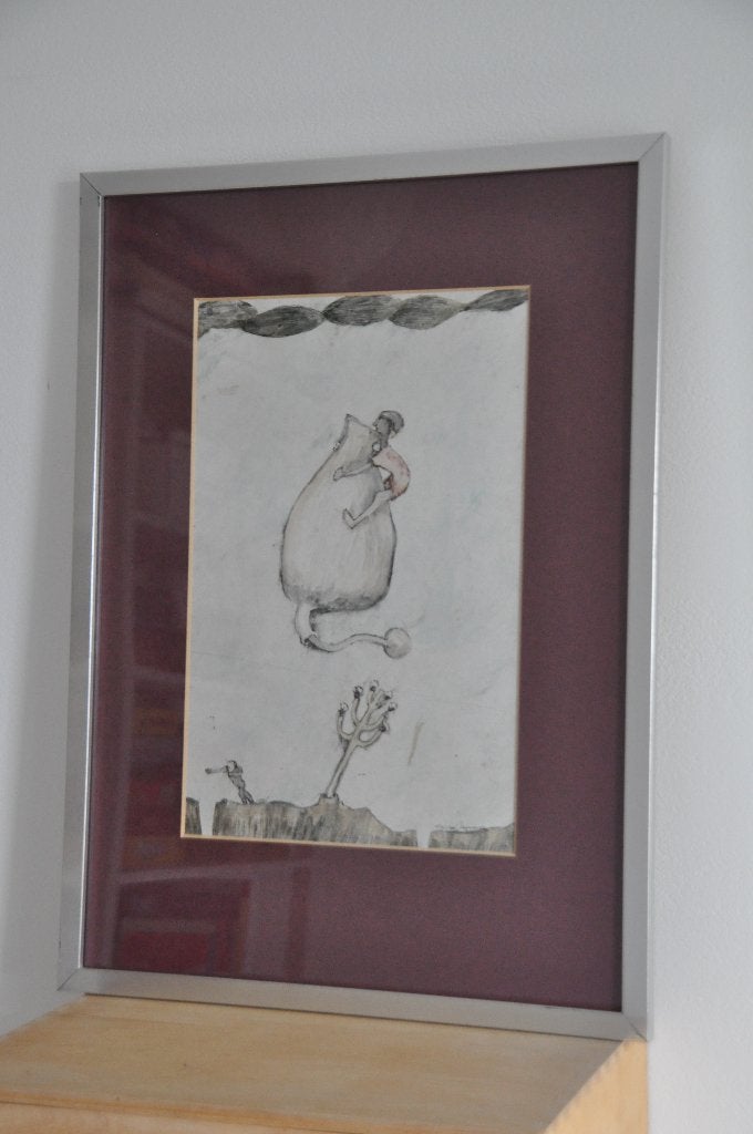 Originele prent tekening inkt/aquarel Margriet Heijmans, Ophalen of Verzenden, Tekening, Gemengde techniek, Achter glas