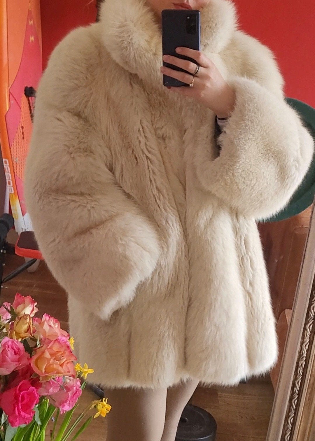 Poolvos Witte Dikke Bontjas Fur Coat, Verzenden, Zo goed als nieuw, Maat 38/40 (M), Wit