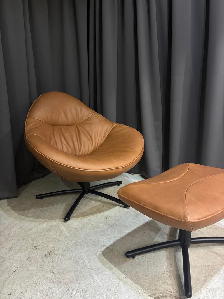 Label Hidde fauteuil - Nieuw Verve leer -, Ophalen, Bruin, ., Leer