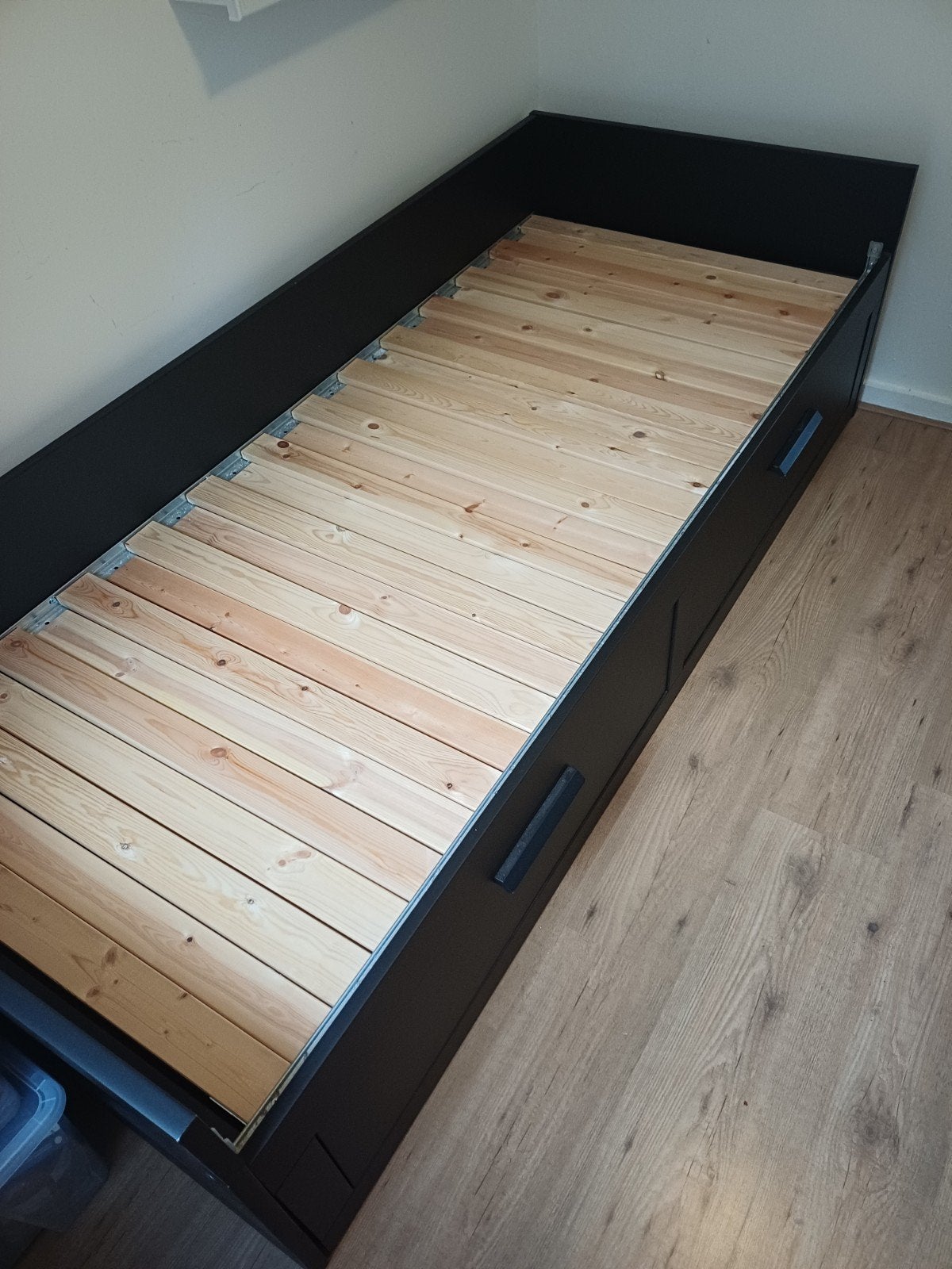 IKEA Brimnes bedbank met 2 lades, Ophalen, Eenpersoons, Zwart, 80 cm