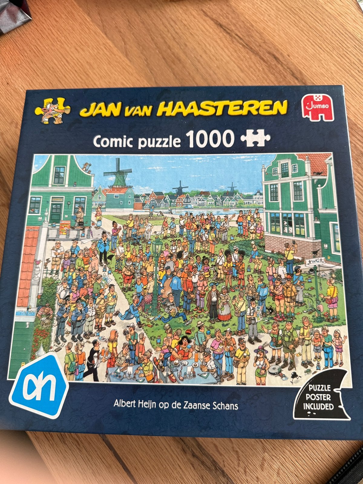 Jan van Haasteren puzzel “ALBERT HEIJN OP DE ZAANSE SCHANS”, Hobby en Vrije tijd, Ophalen of Verzenden, 500 t/m 1500 stukjes, Zo goed als nieuw