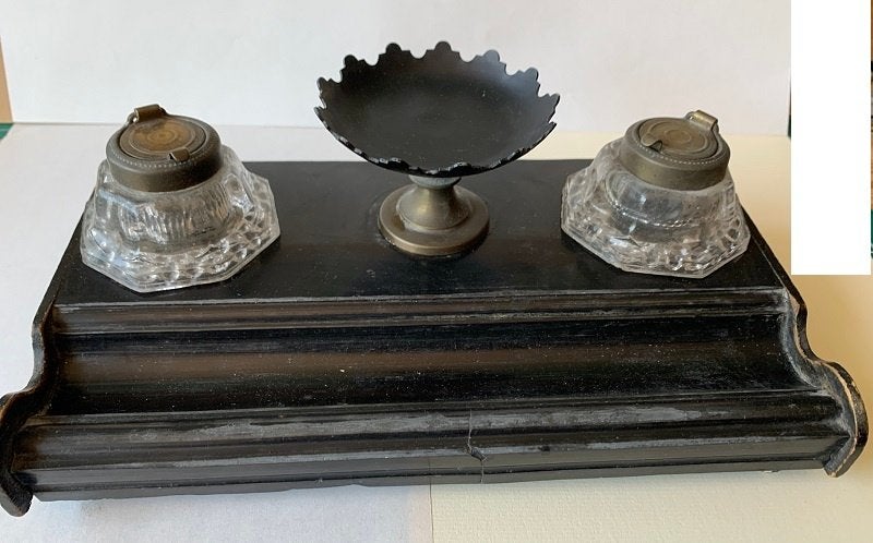 antiek inktstel jaren 20 met marmeren inktvloei, Antiek en Kunst, Ophalen of Verzenden