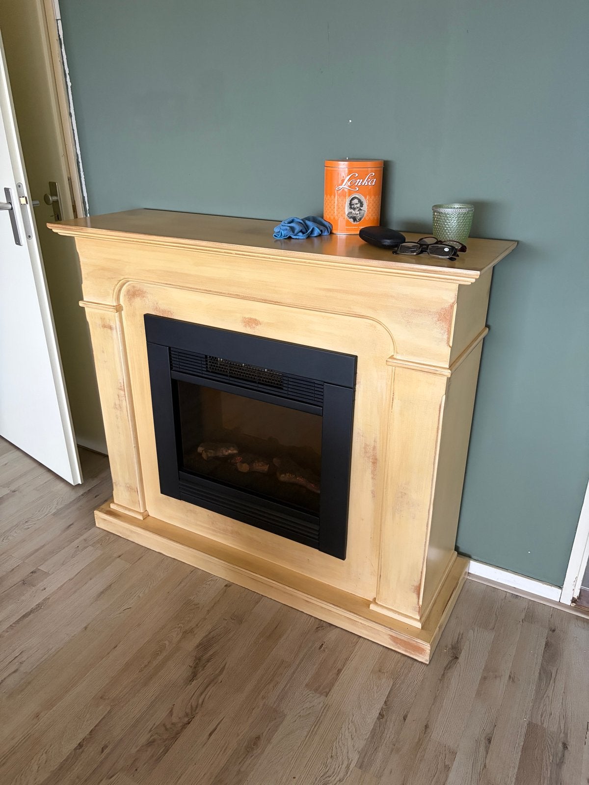Elektrische haard met ombouw - Classic Fire AJ55, Ophalen, Gebruikt, Vrijstaande haard, Elektrische haard