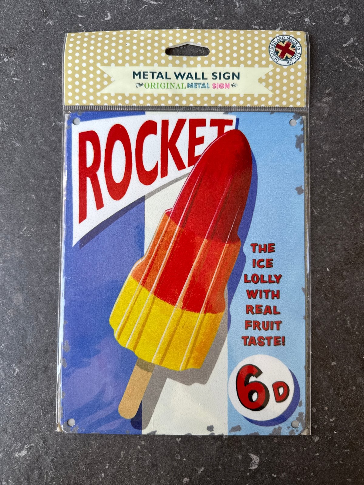 Vintage Metalen Wandbord - Rocket IJsje Reclamebord, Ophalen, Metaal, Nieuw, Reclamebord