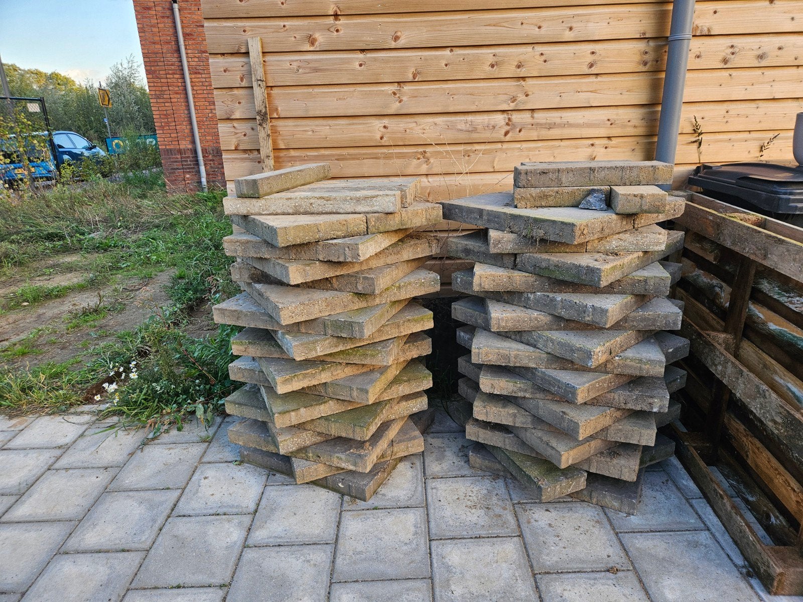 Gratis gebruikte terrastegels e, Ophalen, Gebruikt, Beton, Terrastegels