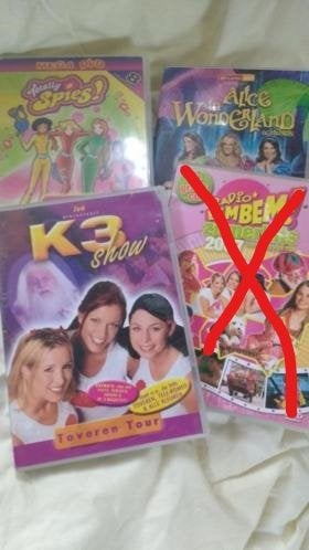 K3 show Totally Spies dvd + film Alice in Wonderland van K3,, Gebruikt, Alle leeftijden, Overige genres, Ophalen of Verzenden