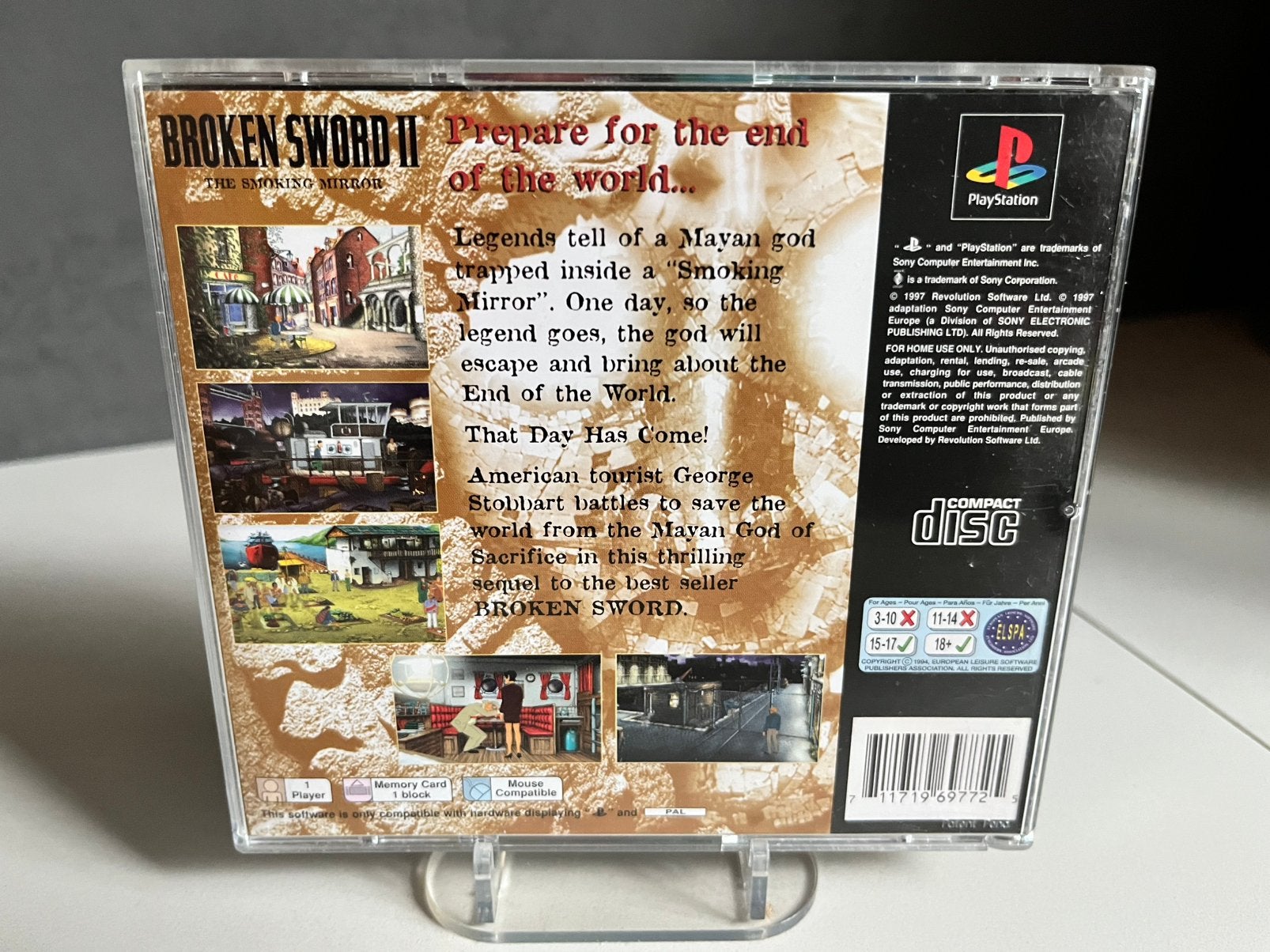 Broken Sword II: The Smoking Mirror PS1 - Zeer Nette Staat, Avontuur en Actie, S, 1 speler, P