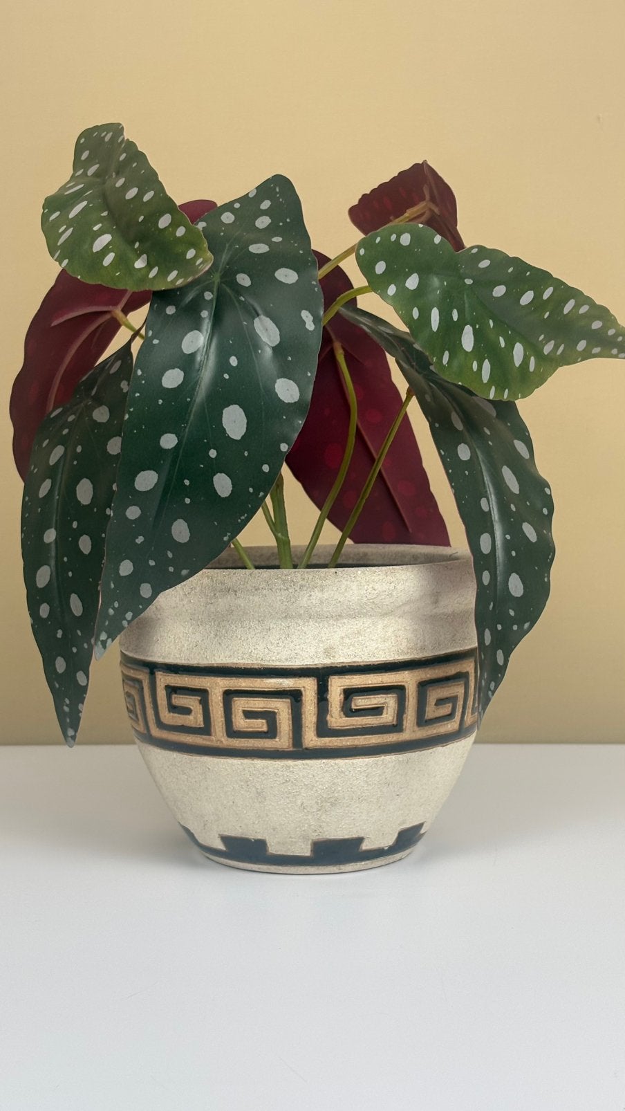 Ikea Libbsticka keramiek bloempot Grieks meanderpatroon, ., Rond, Binnen, Ophalen of Verzenden