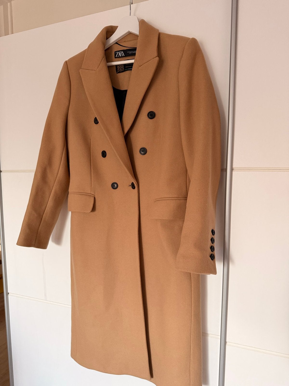 Zara Manteco wollen camel jas - Maat M, Kleding | Dames, Jassen | Winter, Ophalen of Verzenden, Nieuw, Maat 38/40 (M), Bruin